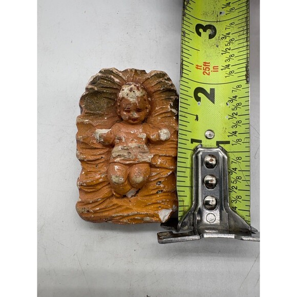 Vintage Rustic Baby Jesus in Nativity Crib Figurine Hand Painted Decor - Picture 3 of 8